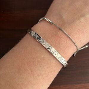 Metal cuff bracelet silver tone